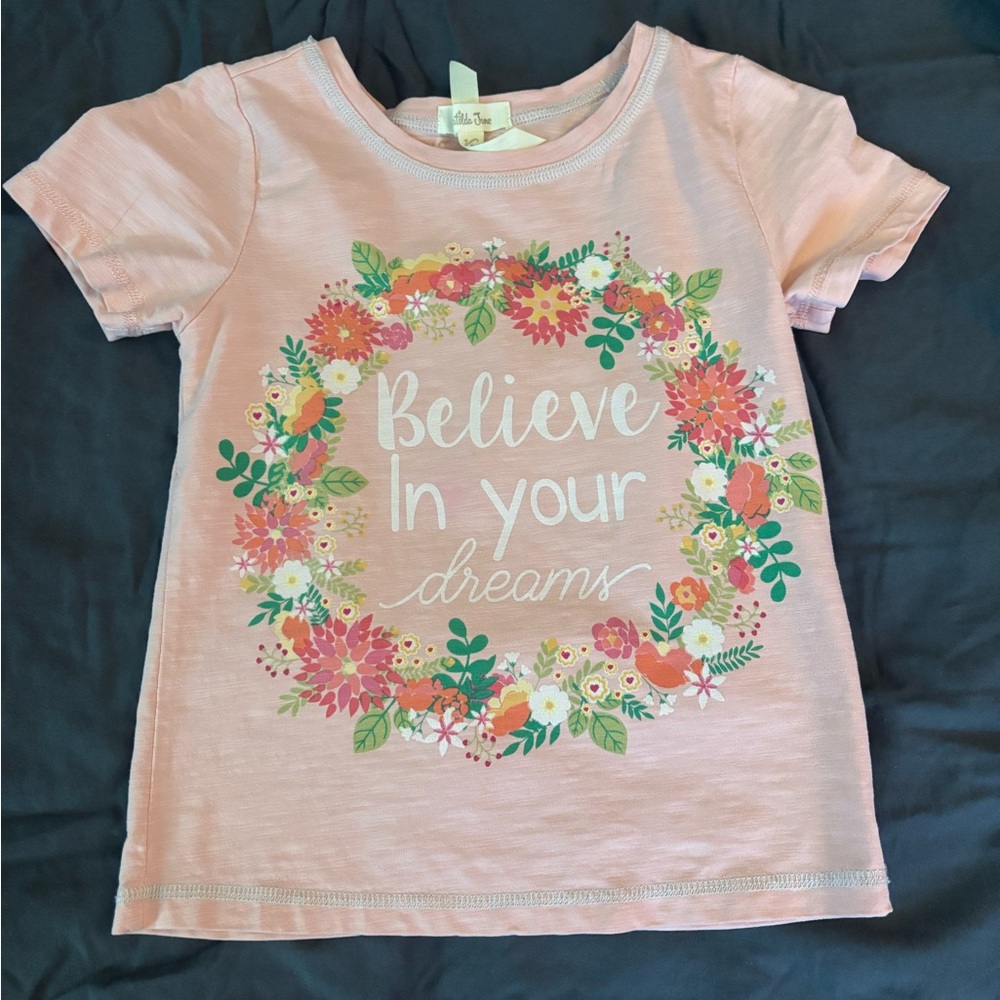 Matilda Jane Pink Floral Wreath Tee VGUC